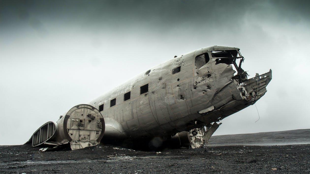 A grounded derelict plane